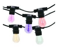 Catena di luci lineare 10 metri con 10 lampadine E27 Multicolore IP54 Nera Wisdom