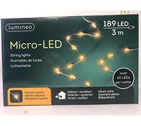 Catena di luci micro LED, 189 LED, 3 m, classico filo argentato caldo