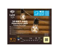 Catena di Luci Party - 5 m, 10 Lampadine in Vetro Ø6 cm, E27, LED Bianco Caldo