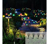 Cnulenzt Catena di luci solari per esterni, 4 pezzi, 10 LED, luce solare, IP65, impermeabile, per giardino, terrazza, arbusti, decorazione (colorata)