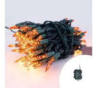 Catena di luci Vintage 10 metri da 100 Led Arancione con cavo verde a batteria Wisdom