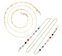 Catena di Occhiali Metallo Catenelle, 2 Pezzi Catena di Occhiali,Catena Elegante,Cordino Antiscivolo, Catena Occhiali da Sole, Catenina da Lettura per Occhiali da Sole e da Vista Donna