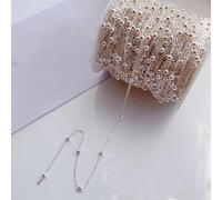 Catena di perline di cristallo, Catena di perline placcata in rame multicolore da 2 metri con perline da 3,5-4 mm for la creazione di gioielli fai da te(4,4mm bead)