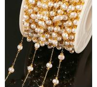 Catena di perline satellite a forma di fiore in acciaio inossidabile da 1 metro, 10 mm, per la creazione di gioielli fai da te, collane, bracciali, cavigliere - D Gold