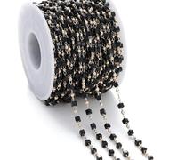 Catena di pietra da 1 metro, catene di perline di a cubo quadrato nero per collane, bracciali, maglioni, creazione di gioielli fai da te fatti a mano, nero - KC Gold - 1 metro
