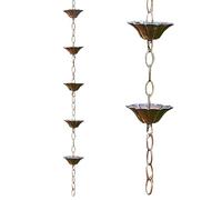 Catena di pioggia Imitazione di rame catene di pioggia per grondaie da 3, 3 piedi con 5 tazze di catene in stile giapponese facile da installare catcher per i cortili esterni Sostituzione per lo sti