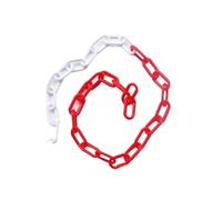 Catena di segnalazione in plastica con maglie da 50 m lunghezza e diametro del filo 6 mm, colore nero, giallo o rosso, barriera stradale, blocco traffico Per Parcheggio Costruzione(Red White Color)