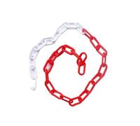 Catena di segnalazione in plastica con maglie da 50 m lunghezza e diametro del filo 6 mm, colore nero, giallo o rosso, barriera stradale, blocco traffico Per Parcheggio Costruzione(Red White Color)