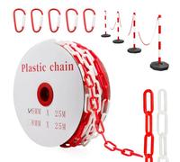 Catena di segnaletica 25 m, 6 mm x 25 m, in plastica, con 2 moschettoni, per delimitare parcheggi, cantieri, ecc