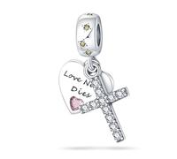 Catena di sicurezza con ciondolo a forma di sole e luna che si illumina al buio, in argento Sterling 925, compatibile con braccialetti Pandora Moments (Love Never Dies I Love You Heart Cross)