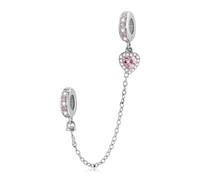 Catena di sicurezza con clip per braccialetto Pandora in argento Sterling per San Valentino Halloween Natale Charm Love Cross Fiore Catena di sicurezza per le donne, Cristallo