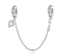 Catena di sicurezza con clip per braccialetto Pandora in argento Sterling per San Valentino Halloween Natale Charm Love Cross Fiore Catena di sicurezza per le donne, Cristallo