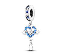Catena di sicurezza portafortuna con albero genealogico, luna, stella, compleanno, mamma, gatto, in argento Sterling 925, compatibile con braccialetti Pandora Charm Moments, Metallo Argento sterling
