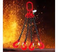 Catena di sollevamento a 4 gambe in lega di acciaio G80, capacità di 3 tonnellate, 2/4 vie con ganci, lunghezza 0,5 m, catena di sollevamento del motore resistente per la sicurezza del carico e il