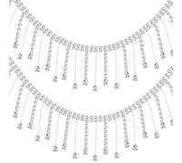 Catena di Strass Cristalli Cristallo, 2 Yards Lunga Catena Frangia Strass per Vestiti, Glitter Catene di Diamanti per Fai da Te, Donne, Matrimonio, Decorazione, Gioielli (Argento)