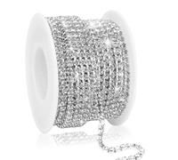 Catena di strass SS16 da 9,1 m, 4 mm, argento per cucito, nastro di cristallo con chiusura a catena per tazze, artigianato fai da te, gioielli, abbigliamento, cros, tazze, decorazione per bouquet di