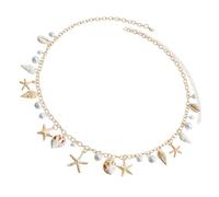 Catena di vita della spiaggia Caratteristiche Conchiglie Fascino per un look alla moda imitazione perle Campione Ciondolo Catena del corpo