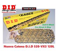 Catena DID 520VX3 120-Maglie Gold&Black per CAGIVA Blues 125 dal 1987 >1991