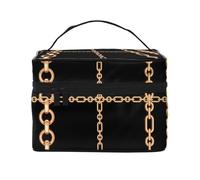Catena d'oro a quadri neraBorsa per il trucco, borsa cosmetica portatile per donna - Organizer da viaggio per cosmetici, regalo per momenti speciali
