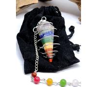 Catena e borsa per chakra 7 chakra pendolo rabdomante gabbia a spirale divina...