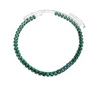 Catena elastica con frange in cristallo verde scintillante per occasioni speciali, regalo scintillante con cristalli da sera, Misura unica, come descritto, come descritto