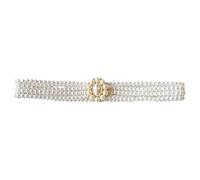 Catena elastica for ombelico con quattro file di perle, elegante catena for il corpo retrò con gonna, regalo for gioielli da donna(Square diamonds)
