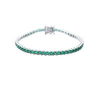 Catena Hip Hop Rock con Zirconi Cubici Verde Smeraldo da 3 mm, Gioielleria Raffinata, Compatibile con Bracciale Tennis in Metallo Vero Argento 925 da Donna/Uomo(Green_16CM_REAL 925 SILVER)