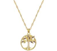 Catena in Acciaio Inox Classico Zircone Lucido L'Albero della Vita Pendente Collana per Le Donne Lady Vintage Gioielli Accessori Regali
