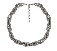 Catena in metallo massiccio rodiato doppia ancoraggio lunga 48+8 cm con mosch...