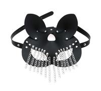 Catena in pelle romanzo europeo e punk per feste in maschera uomini e donne occhi decorativi in pelle per donne uomini, Misura unica, come descritto