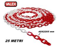 CATENA IN PLASTICA BICOLORE BIANCA E ROSSA DA 25 METRI MAGLIA 40 X 22 X 5 mm