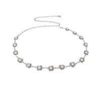 Catena In Vita Catene for la vita Pearl Flora for il corpo in metallo for decorazioni for abiti Catena for in regolabile(Silver)