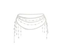 Catena in vita multistrato con nappe e perle alla moda Cintura con fiore bianco perla catena per il corpo fiore lunga nappa ciondolo catena in vita catena per abito da sposa cintura per donne, rame