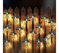 Catena Luci Lampada Solare per Esterni 20x LED Lanterne Chiodi Metallo Argento
