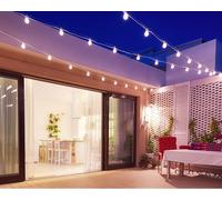 Catena luminosa 15 porta lampada e27 cavo bianco corda 16 mt prolunga esterno