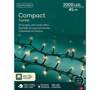 Catena luminosa 2000 led compact luce calda filo verde con giochi luce 45m