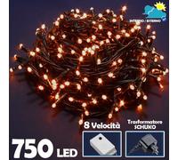 Catena Luminosa 750 Luci LED Lucciole Bianco Caldo Controller 8Funzioni Esterno