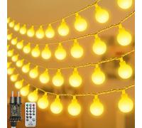 Catena luminosa a 100 LED, alimentata a corrente, 15 m, luce bianca calda, con spina per esterni e interni, IP65, impermeabile, con telecomando dimmerabile, ideale per stanze, Natale, feste, giardino