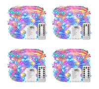Catena luminosa a batteria, 4 pezzi, multicolore, 100 LED, 10 m, 8 modalità, telecomando, timer, filo, dimmerabile, batteria, Natale