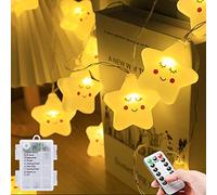 Catena luminosa a batteria bambini, 8 modalità con timer, 3 m, 20LEDs, funzionamento a batteria, luce notturna per camera, decorazione, compleanno, Natale, bianco caldo, stelle