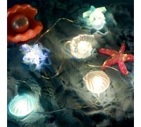 Catena luminosa a conchiglie, 2 m, 20 LED con 20 luci a LED a batteria per animali marini, luci per l'estate, decorazione marittima, decorazione per la casa, la camera da letto