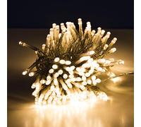 Catena luminosa a LED bianca calda con batteria e timer, lunghezza 14,5 m, 192 LED, adatta per interni ed esterni, con timer e 8 programmi