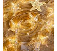 Catena luminosa a LED con animali marini, 3 metri, 20 LED, batteria interna, catena luminosa a LED, per interni ed esterni, impermeabile, conchiglia, stella marina, ghirlanda per giardino, balcone