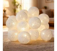 Catena luminosa a LED con sfere di cotone, 3 m, 20 LED, per la cameretta dei bambini, per matrimoni, Natale, feste