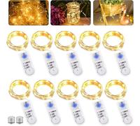 Catena luminosa a LED con timer, 10 pezzi, 2 m, 20 LED, alimentata a batteria, in rame, per camere, interni, Natale, esterni, feste, matrimoni, fai da te