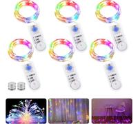 Catena luminosa a LED con timer, 6 pezzi, 2 m, 20 LED, alimentata a batteria, in rame, per camere, interni, Natale, esterni, feste, matrimoni, fai da te