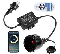 Catena luminosa a LED da 1500 W, con telecomando, AC 220 - 240 V, interruttore plug-in, dimmer per strisce luminose e lampade dimmerabili, Bluetooth, telecomando a 23 tasti + interruttore temporale