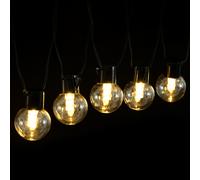 Catena luminosa a Led decorativa a energia solare 10 metri 20 lampadine a sfera trasparenti Bianco caldo Aigostar