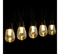 Catena luminosa a Led decorativa a energia solare 10 metri 20 lampadine trasparenti Bianco caldo Aigostar
