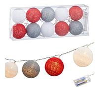 Catena luminosa a LED in cotone, diametro 6 cm, bianco, grigio, rosso, palline luminose (1 palla di cotone Ø 6 cm, bianco, grigio rosso)